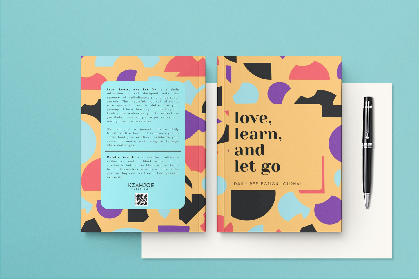 Large Geometric | Love, Learn, Let Go: Daily Reflection Journal for Self-Discovery and Personal Growth