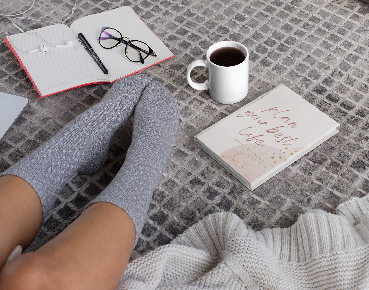 White and Pink | Plan Your Best Life: Daily Planner, Journal, and SMART Goal Tracker